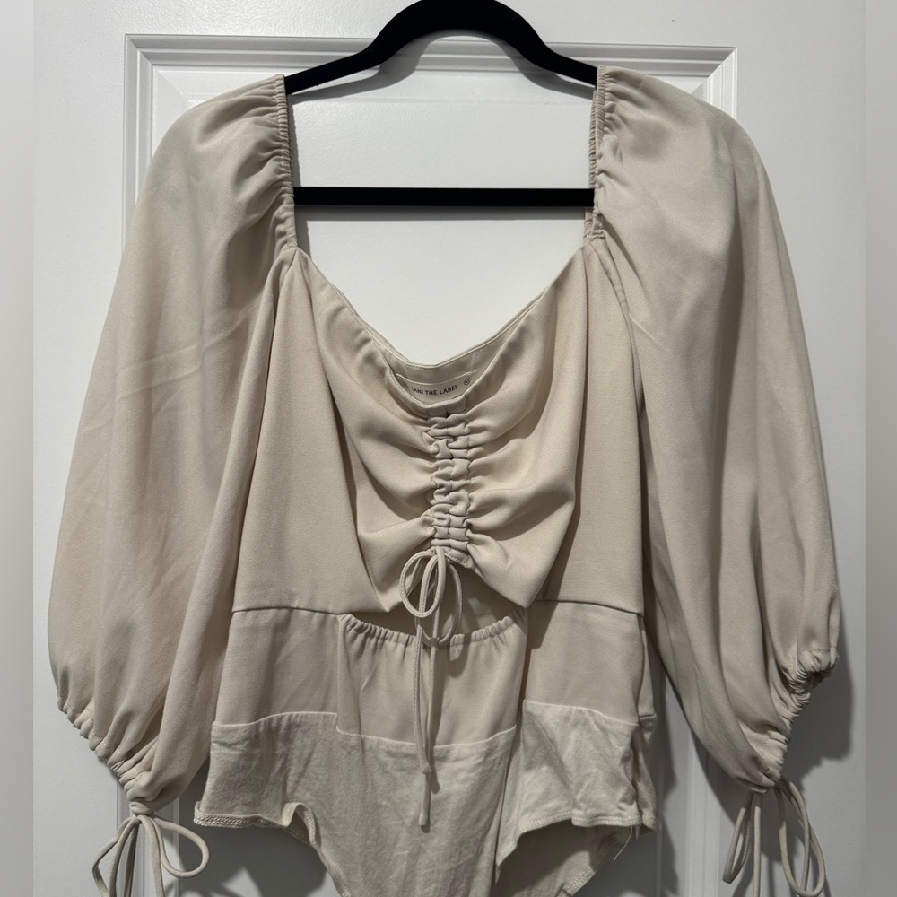 Lani The Label Cream Ruched Bodysuit